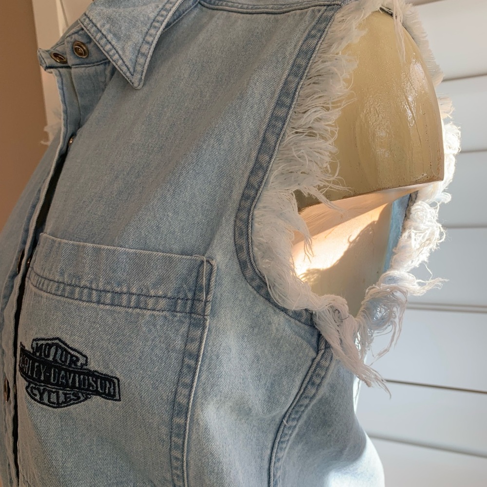 Harley Davidson, sleeveless denim shirt